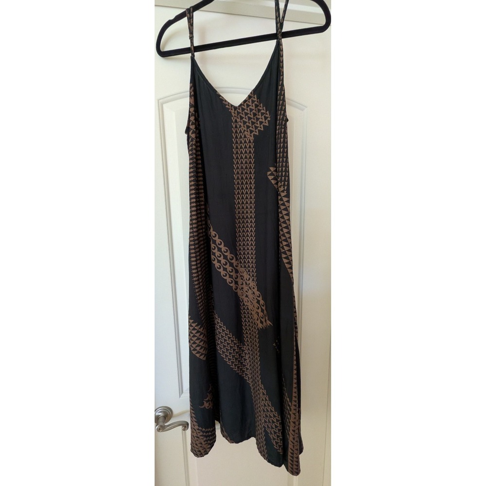 Dezigns By Kamohoalii Midi Tank Dress Geometric Tribal Hawaiian Pockets Large L
